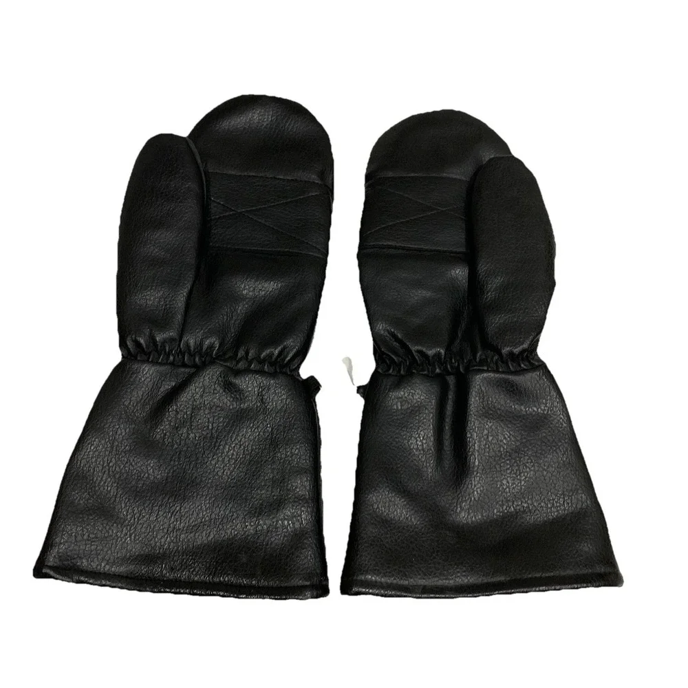 Vintage Mittens Black Red White Strips Mittens‎ Glove THERMAL LINED One Size